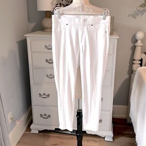 White Pull On Pants Knit Stretch Womens Medium